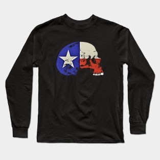 Skull with State Flag of Texas Long Sleeve T-Shirt